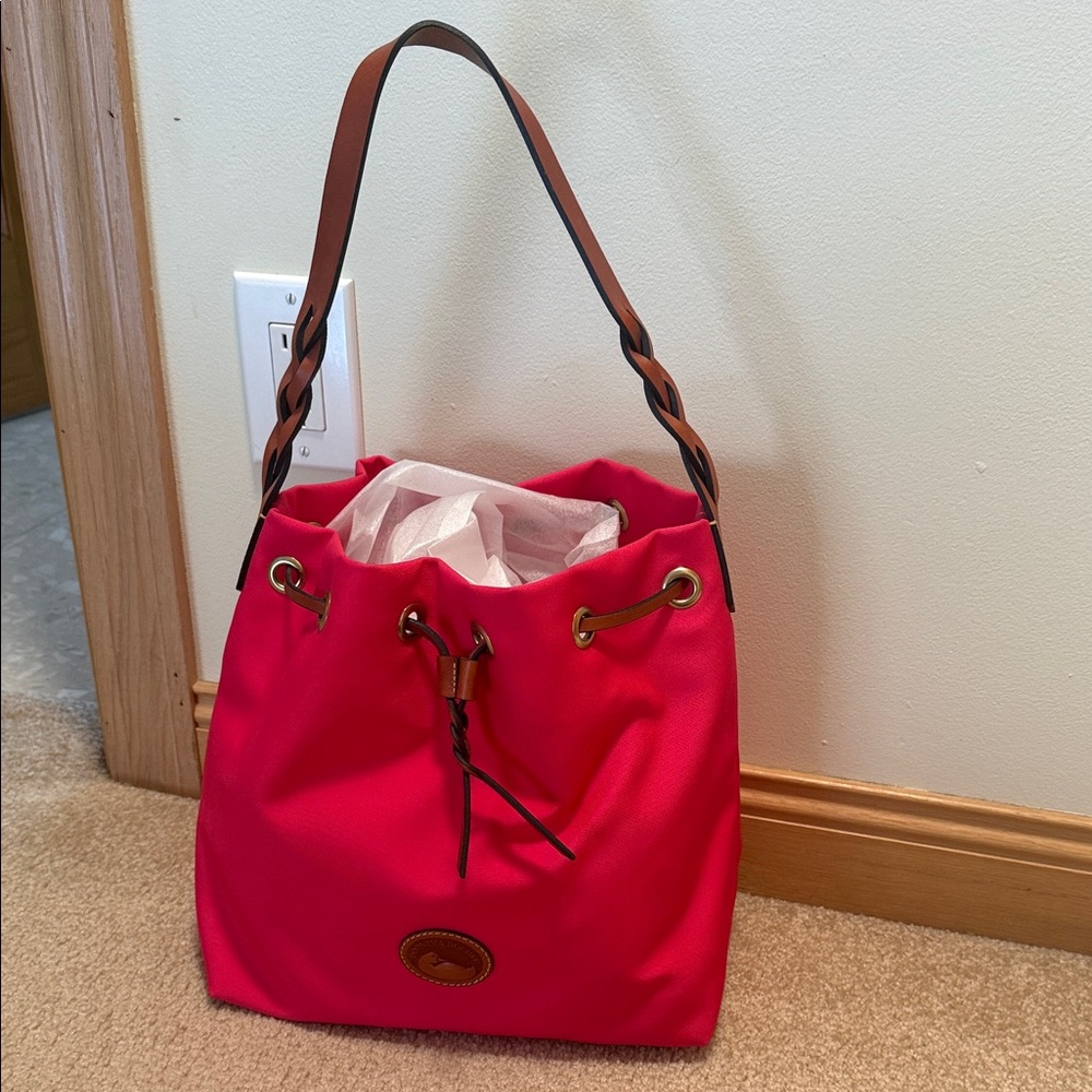 Dooney & Bourke Pink Shoulder Bag with Brown Strap